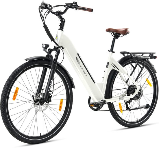 Elektrische Fiets TTGO C3 PRO - 36V 20AH Accu - Maximale Actieradius 120 Km - Aluminium Lage Instapframe - 28×2.0 Inch Banden - Shimano 7 Versnellingen - Hydraulische Schijfremmen - LCD Display - Elektrische Stadsfiets - Wit van Merkloos