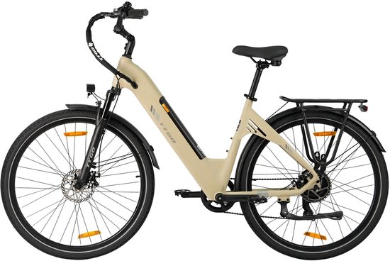 Elektrische Fiets TTGO C3 SE- 250W Motor - 36V 18Ah Accu - 28-inch Banden Stadsfiets- Bereik tot 120km - Shimano 7-Snelheden - 25km/u - Beige