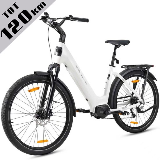 Elektrische Fiets TTGO Z5 - 36V 18AH Accu - Middenmotor - Max Actieradius 120 KM - Aluminium Lage Instapframe - 27.5×2.4 Inch Wielen - Shimano 9 Versnellingen - Hydraulische Schijfremmen - LCD Display - Elektrische Stadsfiets -Wit van Merkloos