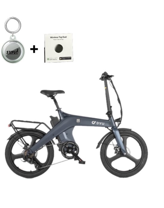 Elektrische fiets - vouwfiets - DYU T1 - foldable bike - inclusief tracker - track & trace systeem van Merkloos