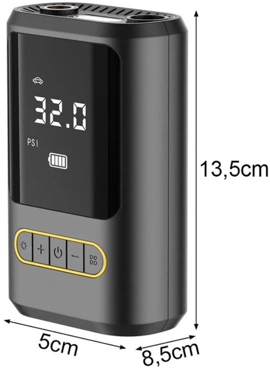 Elektrische Fietspomp – Auto & Fiets – 10 BAR / 150 PSI – LCD – LED‑Zaklamp – 2000 mAh – Draagbare Compressor