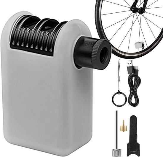 Elektrische Fietspomp - Draagbare Bandenpomp - Fietsbanden Oppompen - Automatische Drukcontrole - 100 PSI - Zwart