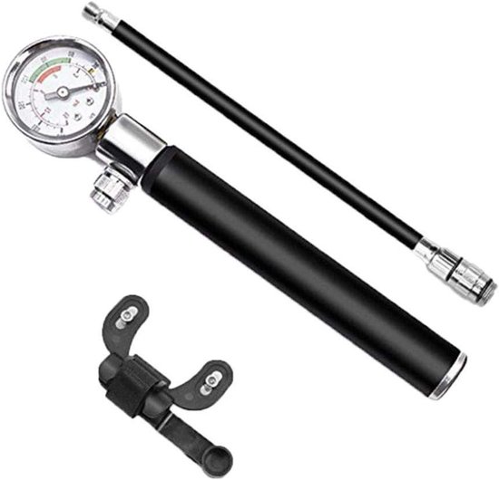 Elektrische Fietspomp - Luchtpomp Fiets - Banden Oppompen - Met Manometer - 197x21mm - Zwart