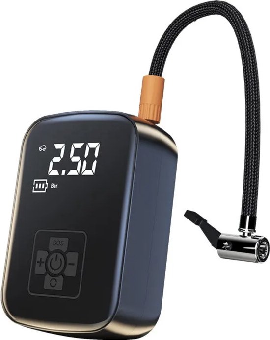 Elektrische fietspomp, luchtpomp, mini-compressor, Easy Pump, draagbare luchtcompressor, 2,0 Ah, 14,8 Wh accu, autostop, 150 psi, 10,3 bar, led, oplaadbaar via USB-C van Bosch