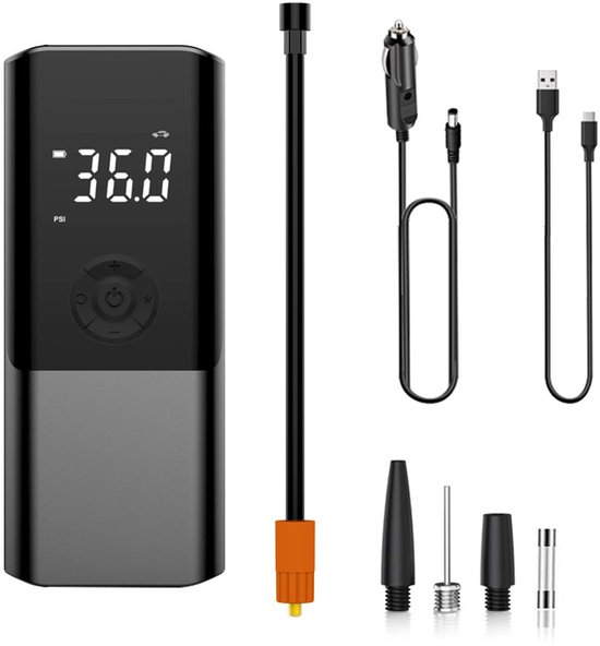 Elektrische Fietspomp - Scooter Motor Auto - Draagbare luchtcompressor bandenpomp - 4500mAH - Auto/oplaadfunctie voor twee doeleinden