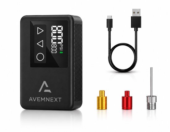 Elektrische Fietspomp XS - 108 gram - Draagbaar - Smart Digitaal Display - Mini Luchtcompressor - Koersfiets - Racefiets - Gravelbike - Sportfiets - Stadsfiets - Mountainbike - Scooter - Fatbike - Bakfiets - USB-C Oplaadbaar - Presta/Schräder/Dunlop