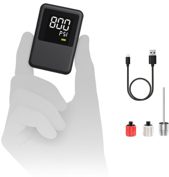 Elektrische Fietspomp XS - digitale display - voor racefiets - 108 gram van Merkloos