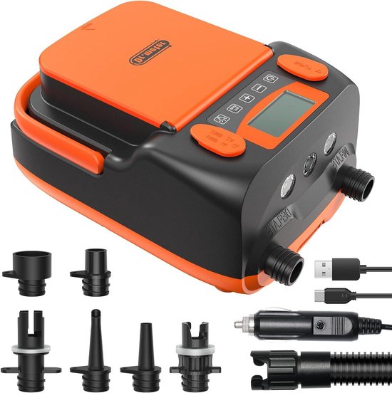 Elektrische Luchtpomp - Accu Pomp - Oppompen van Watersport - Oplaadbaar met USB - 16 PSI - Oranje