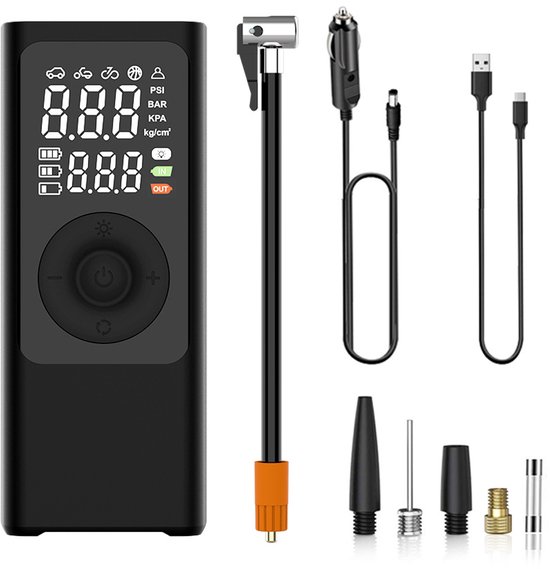 Elektrische luchtpomp, accupomp, compressor, accupomp, elektrisch, 150 psi, 7800 mAh, draagbare accucompressor met digitaal lcd-scherm, druk