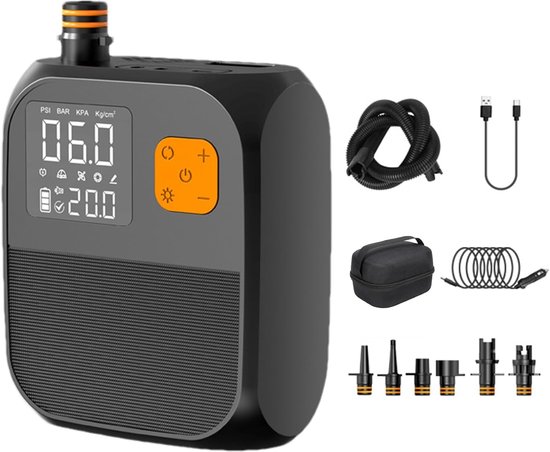 Elektrische Luchtpomp - Draadloze Pomp Kajak - Outdoor Kamperen - Hogedruk tot 25 PSI - Compact Ontwerp - Zwart