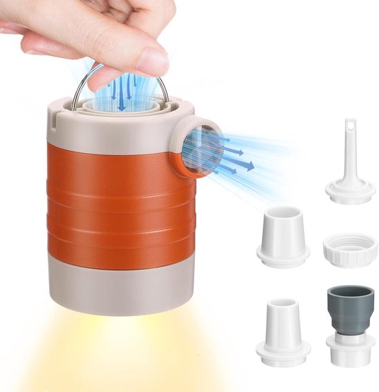 Elektrische luchtpomp - Draagbare, compacte campingpomp - 5 sproeiers - USB oplaadbaar - Mini-vacuümpomp voor zwemringen - Opblaasbaar luchtbed, matras, zwembad van Ultimate Products