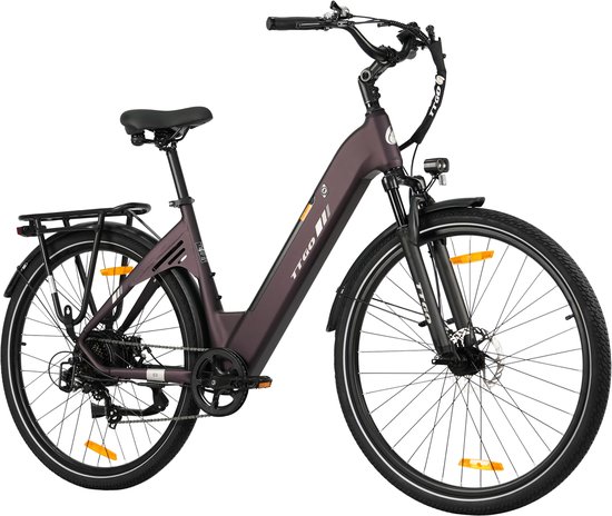 Elektrische Stadsfiets TTGO C3 SE - 250W Motor - 36V 18Ah Accu - 28 Inch - Bereik tot 120km - Shimano 7-Snelheden - Max 25km/u - Paars van Merkloos
