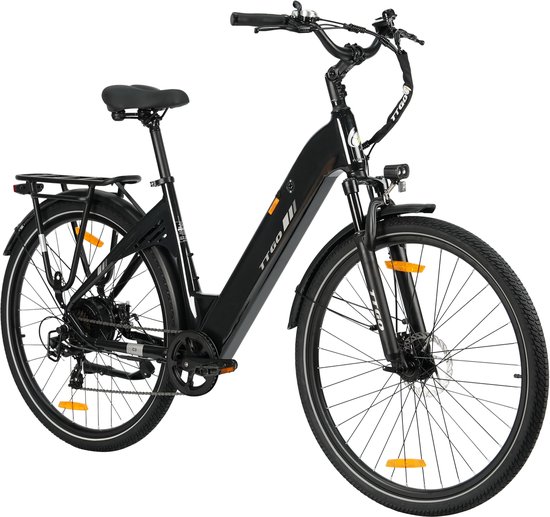 Elektrische Stadsfiets TTGO C3 SE - 250W Motor - 36V 18Ah Accu - 28 Inch - Bereik tot 120km - Shimano 7-Snelheden - Max 25km/u - Zwart van Merkloos
