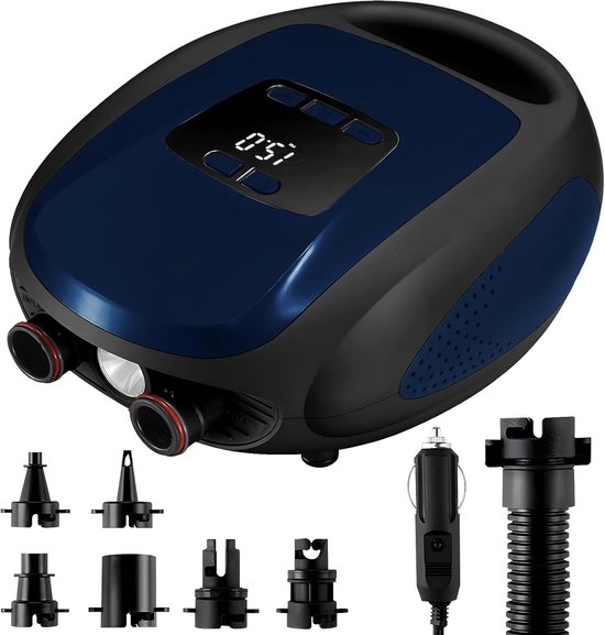 Elektrische SUP Pomp - Hogedruk Luchtpomp - Watersport Opblaasbaar - Automatische Uitschakeling - 20 PSI - Blauw