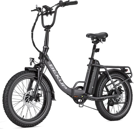 Elektrische Vouwfiets 20 Inch - Brede Banden - 48V 15Ah Uitneembare Accu - 250W 60Nm - 25 km/u - Shimano 7 Versnellingen - Grijs