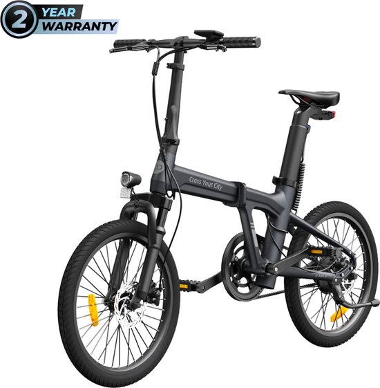 Elektrische vouwfiets- ado ebike - Hydraulische schijfremmen - vering voorvork - 20inch 36V 9.6ah -Typr Air 20S Donker Grijs van Merkloos