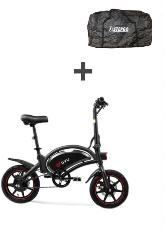 Elektrische vouwfiets - DYU D3F - elektrische fiets - opvouwbaar - vouwbaar - 25 km/h trapondersteuning + waterdichte stepgo beschermhoes / reistas van DYU