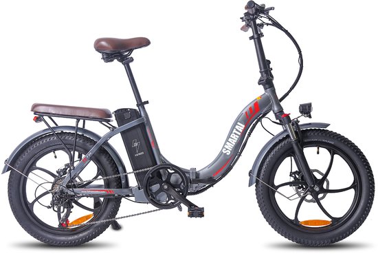 Elektrische Vouwfiets | E-Bike | 20 x 3.0 Inch Dikke Banden | 36V 18Ah Lithium Accu | 250 W Motor | Maximaal 25/u | Maximaal bereik 90km | 7-speed versnelling | LCD Scherm | Aluminium Frame | Grijs vouwfiets | 40 Nm | 20 inch Fatbike van Merkloos