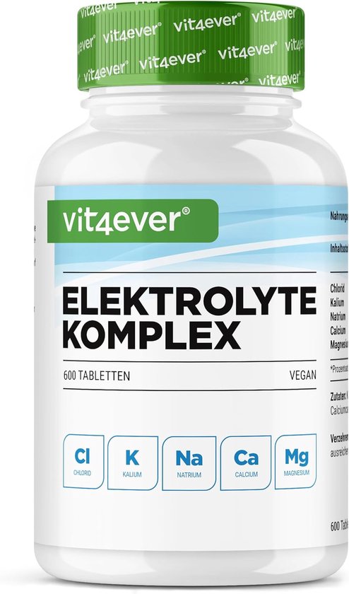Elektrolyten - 600 tabletten met Magnesium, Calcium, Kalium, Natrium & Chloride - Elektrolytenbalans & Spierfunctie - Keto Dieet - Veganistisch van Merkloos
