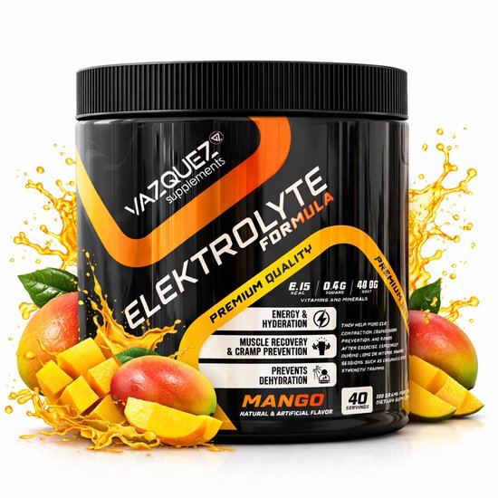 Elektrolyten - Electrolyten Poeder - Mango - Hydratatie & Herstel - Voor Sporters, Sauna, Keto & Fasting - Met Natrium, Kalium & Magnesium