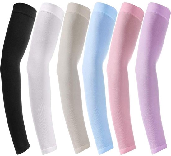 Elkuaie 6 Paar IJszijde Arm Mouwen – Zonnebrandcrème Mouw – UV Bescherming – Armstukken Wielrenen – Zonbescherming voor Fietsen, Hardlopen, Golfen – Mixkleur