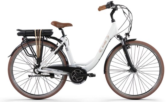 ELUXO E-Voltage City N8 Elektrische Fiets – E-bike – Rijklaar Geleverd - Lage Instap - Framemaat 49 - Uitneembare Accu - 28 Inch - 250W Bewo Middenmotor - 120 km Actieradius - White Matt van Merkloos