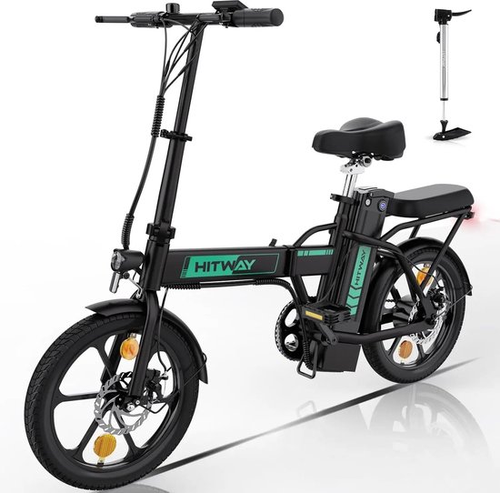 EML STORE Electrische fiets - E Bike - E bike vouwfiets - Lithiumbatterij 36V - Digitale Kilometerstand - 250W- 374.4WH- Zwart van EML STORE