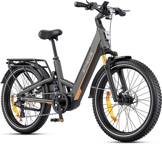 ENGWE E26 3.0 Pro Elektrische Fiets, 26‑inch vette band, 100Nm Koppel, Middenmotor, 720Wh Afneembare Accu, 135km Actieradius, 4‑Staaf Veringssysteem, Slimme APP E‑fiets voor Stad en Off‑Road, Grijs