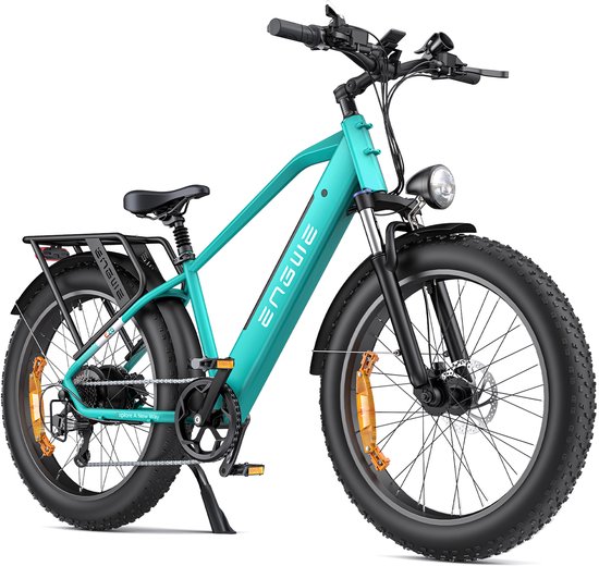 ENGWE E26 Fatbike Elektrische Fiets 26x4.0 Inch – 250W Motor – 48V 16Ah Accu – Voorvorkvering – Shimano 7 Speed – Max 25 km/u – Tot 140 km Bereik – Voor Sneeuw, Zand & Offroad, Groen van Merkloos