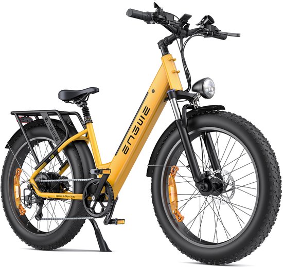 ENGWE E26 ST Elektrische Fatbike 26 inch E-bike 250W 70Nm 140 km Actieradius – Ideaal voor Stad, Berg, Strand, Sneeuw en Offroad Avontuur Elektrische fiets,Geel