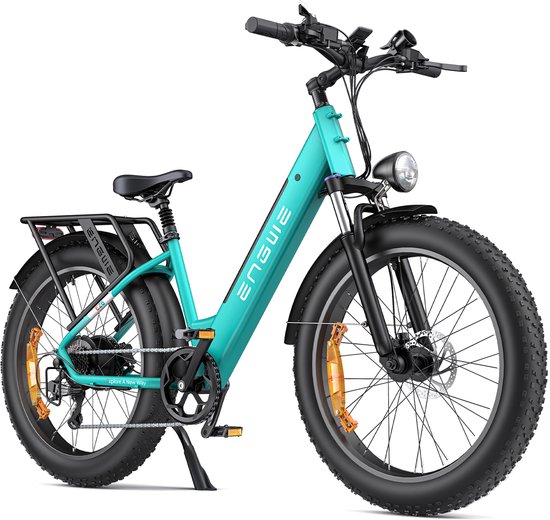 ENGWE E26 ST Elektrische Fatbike 26 inch Elektrische fiets 250W 70Nm 140 km Actieradius 48V 16Ah E-bike – Krachtig voor Stad, Strand en Offroad, Groen van Merkloos