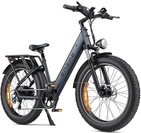 ENGWE E26 ST Elektrische fiets 26 inch Elektrische Fatbike 250W 70Nm 48V 16Ah 140 km Actieradius Shimano 7V Schijfremmen Aluminium E-bike 25 km/u Stad Offroad Sneeuw Strand Berg, Zwart van Merkloos