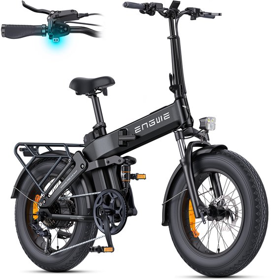 ENGWE Engine Pro 3.0 BOOST Elektrische fiets - Actieradius 130km - Verwijderbare batterij 48V15Ah - 250W Motor - Volledige vering - Shimano 7 Versnellingen - 20 Inch opvouwbare City Commuter E-Bike - Hydraulische olierem - VTT Fatbike - Zwart van Merkloos