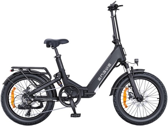 ENGWE L20 3.0 Boost elektrische fiets, 250W motor, 48V 13,5Ah accu, 20*3,0 inch banden, 135km max. bereik, hydraulische remmen, volledige vering, koppelsensor, Shimano 7-speed - Zwart van ENGWE