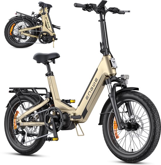ENGWE L20 3.0 Pro Elektrische fiets - Actieradius 150km - Verwijderbare batterij 48V15Ah - Motor 250W - Shimano 7 versnellingen - Hydraulische schijfremmen - 20 Inch Commuter E-Bike - Fatbike - Goud van ENGWE