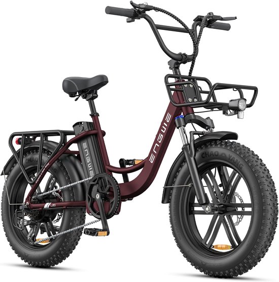 ENGWE L20 Boost Elektrische fiets - 20 * 4.0 Inch - Actieradius 120km - Verwijderbare batterij 48V13Ah - Motor 250W - Shimano 7 versnellingen - LCD Display- Mechanische Schijfremmen - 20 Inch Commuter E-Bike - Rood van ENGWE