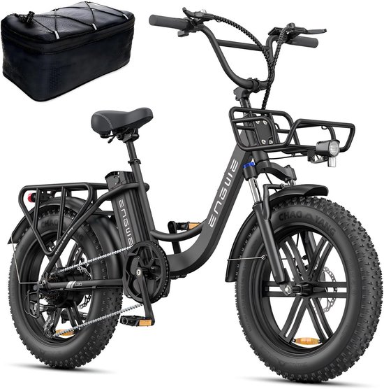 ENGWE L20 Boost Elektrische fiets - Actieradius 120km - Verwijderbare batterij 48V13Ah - Motor 250W - Shimano 7 versnellingen - Mechanische Schijfremmen - 20 Inch Commuter E-Bike - Fatbike - Zwart