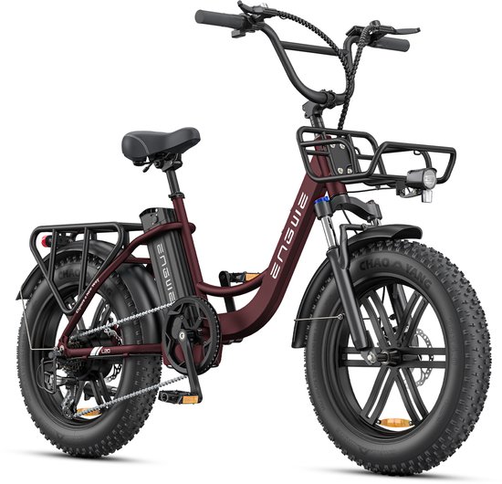 ENGWE L20 Boost Elektrische fiets - Actieradius 120km - Verwijderbare batterij 48V13Ah - Motor 250W - Shimano 7 versnellingen - Met voor schokdemper - Mechanische Schijfremmen - 20 Inch Commuter E-Bike - Fatbike -Rood van ENGWE