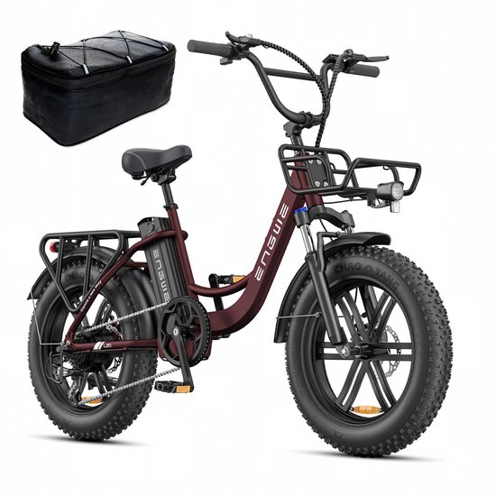 ENGWE L20 Boost Elektrische fiets - Actieradius 120km - Verwijderbare batterij 48V13Ah - Motor 250W - Shimano 7 versnellingen - Met voor schokdemper - Mechanische Schijfremmen - Fatbike -Rood