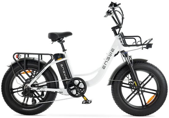ENGWE L20 Elektrische Fatbike - E-bike - 20 Inch - 250W Motor - 7 Versnellingen - 140 km Actieradius - Mechanische Schijfremmen - Wit van Merkloos