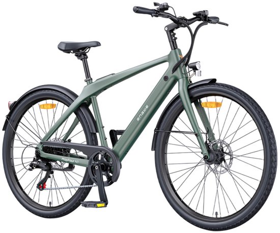 ENGWE MapFour N1 Air elektrische fiets, 250W motor, 36V 10Ah accu, 700*38C spaakbanden, 25km/h max snelheid, 100km actieradius, mechanische schijfrem voor en achter, SHIMANO 7 versnellingen, koppel sensor, LCD-kleurenscherm - Groen van ENGWE