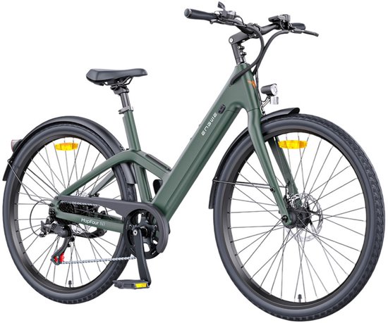 ENGWE MapFour N1 Air ST elektrische fiets, 250W motor, 36V 10Ah accu, 700*38C spaakbanden, 25km/h max snelheid, 100km actieradius, mechanische schijfrem voor en achter, SHIMANO 7 versnellingen, koppelsensor, LCD-kleurenscherm - Groen van ENGWE