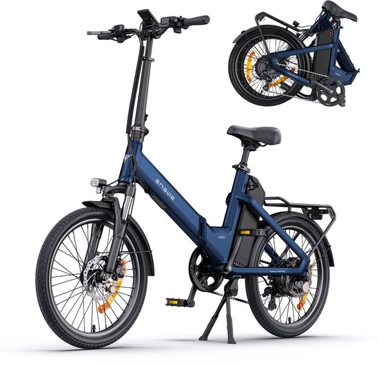 ENGWE O20 E-bike Licht 26kg, Tot 140km Bereik, Krachtige Boost-modus, Hydraulische Remmen Inclusief 4A Lader Vouwbare Elektrische Fiets voor Woon-Werkverkeer Blauw
