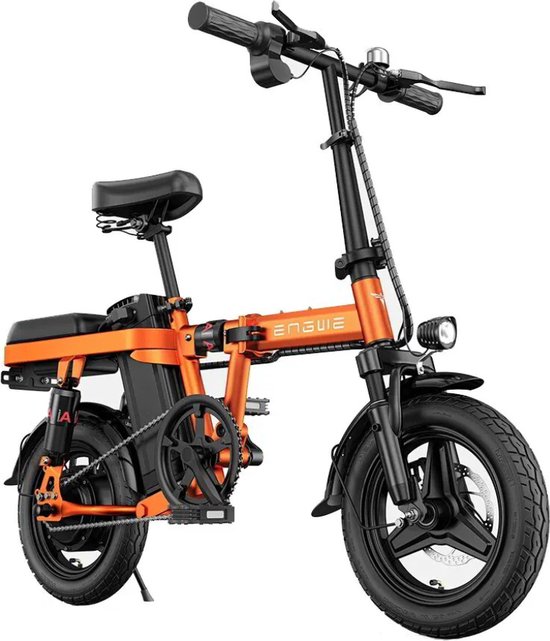 ENGWE T14 Elektrische Vouwfiets - Lichtgewicht Ontwerp - 14 Inch - 250W Motor - 42 km Actieradius - Mechanische Schijfremmen - Oranje van ENGWE