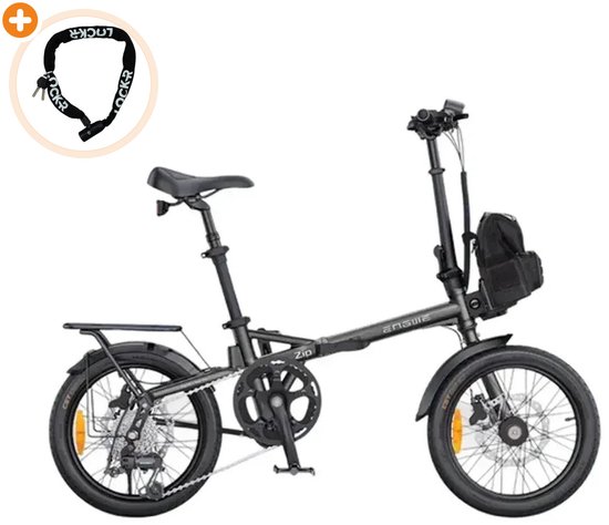 ENGWE Zip - Elektrische Vouwfiets - 16 inch - 250W motor - Actieradius tot 120 km - 7 versnellingen - Hydraulische schijfremmen - 360Wh accu - Grijs
