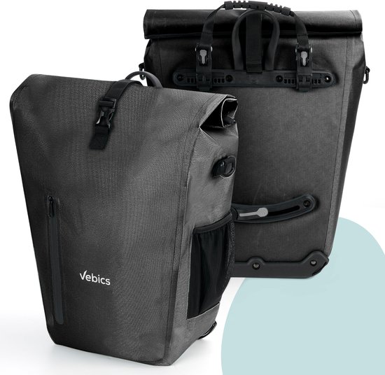 Enkele Fietstas 100% Waterdicht - 28L - Elektrische fiets - Afneembaar - Luxe Roll-top sluiting van Nortwill