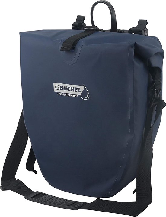 Enkele fietstas Büchel 100% waterdicht 25,4 liter - donkerblauw van Enkel