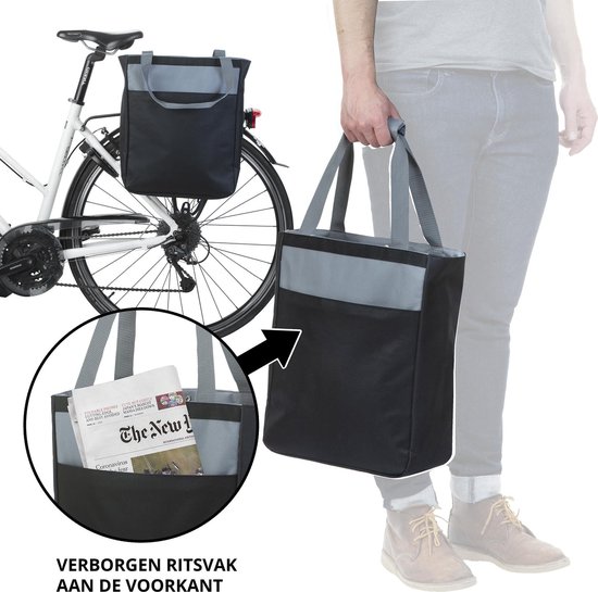 Enkele Fietstas en Koeltas 18 Liter - 2 in 1 Boodschappentas - Zwart van Merkloos