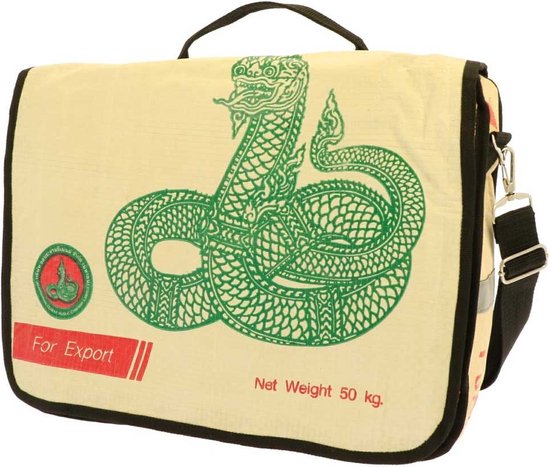 Enkele laptop messenger fietstas van gerecyclede cementzakken - Vannak-cobra van Enkel