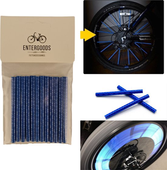 Entergoods® Fietsreflector - Spaakreflectoren voor Elke Fiets - voor het Hele Gezin - Universeel - Reflecterende tape - Spaakverlichting - Blauw - 12 Stuks van Entergoods